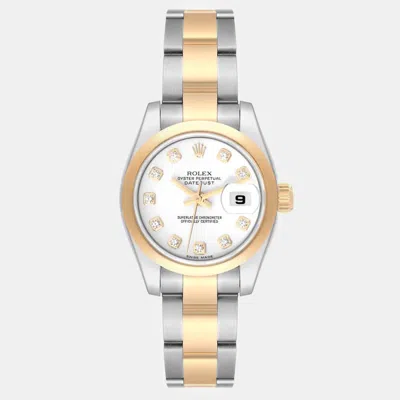 Pre-owned Rolex Datejust White Diamond Dial Steel Yellow Gold Ladies Watch 26 Mm