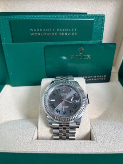 Pre-owned Rolex Datejust Wimbledon 126334 Silver Jubilee Bracelet, 2024 Full Set
