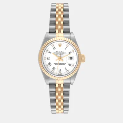 Pre-owned Rolex Datejust Yellow Gold White Diamond Dial Ladies Watch 26 Mm