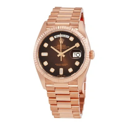Rolex Day-date 36 Automatic Diamond Brown Dial Watch 128235chdp In Gold