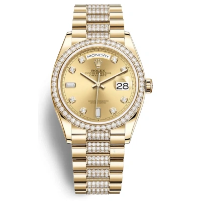 Rolex Day-date 36 Automatic Diamond Champagne Dial 18kt Yellow Gold Diamond Set President Watch 1283