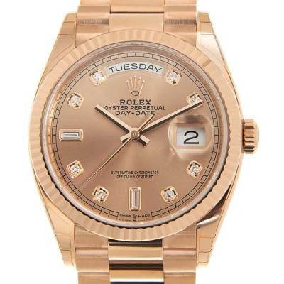 Rolex Day-date 36 Automatic Diamond Dial 18kt Everose Gold President Watch 128235pdp