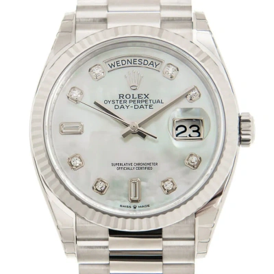 Rolex Day-date 36 Automatic Mother Of Pearl Diamond Dial President Watch 128239mdp In Gold
