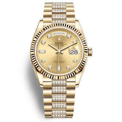 Rolex Day-date 36 Champagne Dial 18kt Yellow Gold Diamond-set President Watch 128238cddp