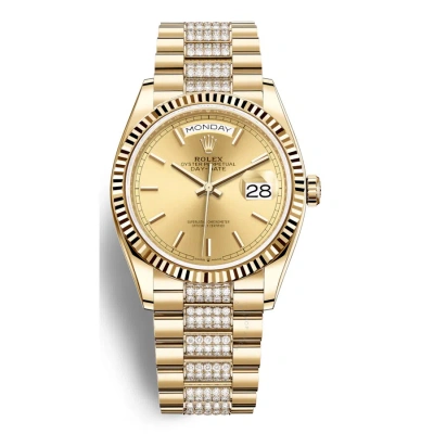 Rolex Day-date 36 Champagne Dial 18kt Yellow Gold Diamond-set President Watch 128238csdp