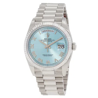 Rolex Day-date 36 Ice-blue Dial Automatic Men's Watch M128236-0008 In Metallic
