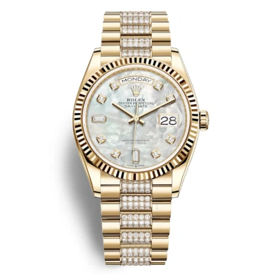 Rolex Day-date 36 Mother Of Pearl Dial 18kt Yellow Gold Diamond-set President Watch 128238mddp