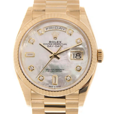 Rolex Day-date 36 Mother Of Pearl Diamond Automatic 18kt Yellow Gold President Watch 128238mdp