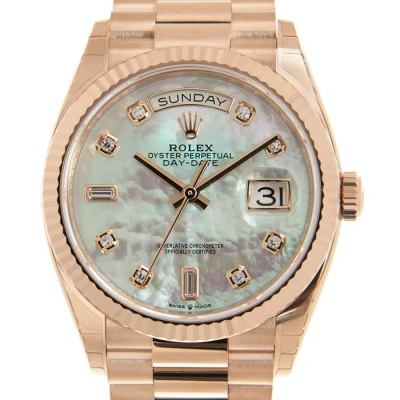 Rolex Day-date 36 Mother Of Pearl Diamond Dial Automatic 18kt Everose Gold President Watch 128235mdp In Gold / Mother Of Pearl / Rose / Rose Gold