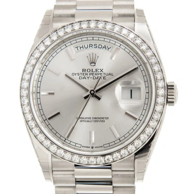 Rolex Day-date 36 Silver Dial 18kt White Gold President Watch 128349ssp In Metallic