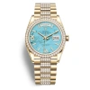 ROLEX ROLEX DAY-DATE 36 TURQUOISE DIAL AUTOMATIC 18KT YELLOW GOLD DIAMOND SET PRESIDENT WATCH 128348TQRSDP