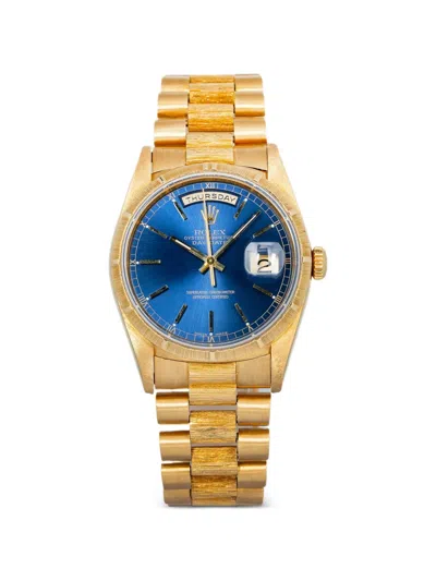 Pre-owned Rolex Day-date 36mm Watch In Blue