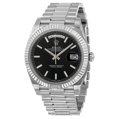Rolex Day-date 40 Black Dial 18k White Gold President Automatic Men's Watch 228239bksp In Black / Gold / Gold Tone / White