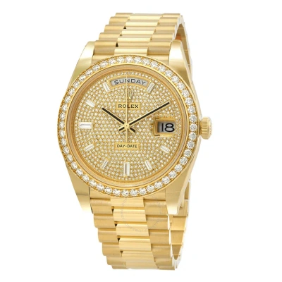 Rolex Day-date 40 Diamond Paved Dial Men's 18kt Yellow Gold President Watch M228348rbr-0037