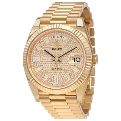 Rolex Day-date 40 Diamond-paved Dial Men's 18kt Yellow Gold  President Watch M228238-0054