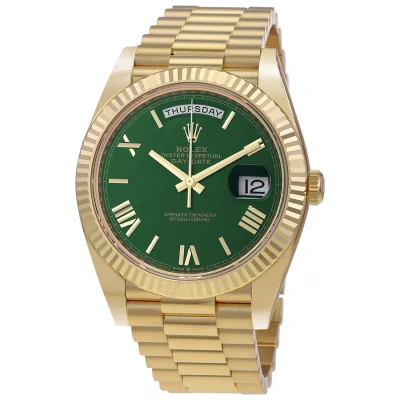 Rolex Day-date 40 Green Dial Men's 18kt Yellow Gold  President Watch M228238-0061 In Gold / Green / Yellow