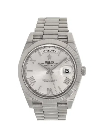 Pre-owned Rolex Day-date 40mm Watch In Silver