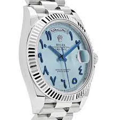 Rolex Day-date Automatic Chronometer Blue Dial Men's Watch 228236icearb In Metallic