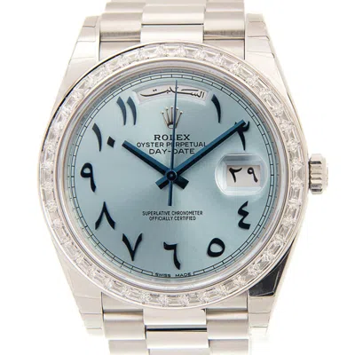 Rolex Day-date Automatic Chronometer Diamond Blue Dial Unisex Watch 228396iceblmideastar In Blue / Platinum