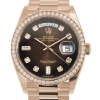 ROLEX ROLEX DAY-DATE AUTOMATIC CHRONOMETER DIAMOND BROWN DIAL LADIES WATCH 128345RBR