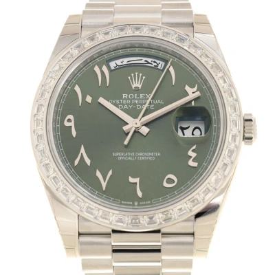 Rolex Day-date Automatic Chronometer Diamond Green Dial Men's Watch 228396tbr-0032 In Gray