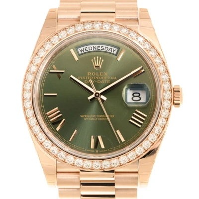 Rolex Day-date Automatic Chronometer Diamond Green Dial Unisex Watch 228345grp In Gold