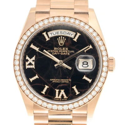Rolex Day Date Automatic Chronometer Diamond Ladies Watch 128345 In Gold