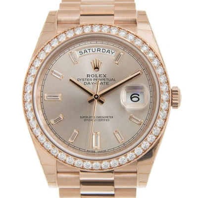 Rolex Day-date Automatic Chronometer Diamond Pink Dial Watch 228345rbr-0007 In Gold
