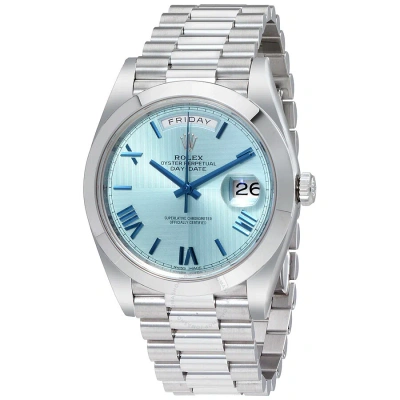Rolex Day-date Automatic Ice Blue Dial Platinum Men's Watch 228206iblsrp In Metallic