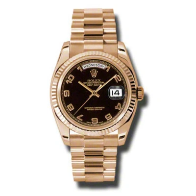 Rolex Day-date Black Dial 18k Everose Gold President Automatic Ladies Watch 118235bkap