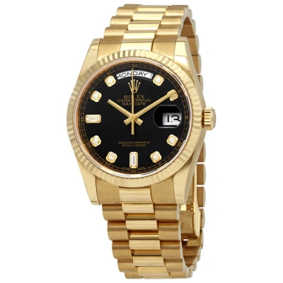 Rolex Day-date Black Dial 18k Yellow Gold President Automatic Men's Watch 118238bkdp