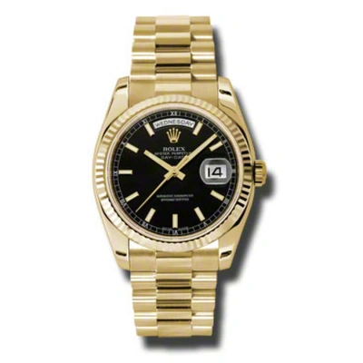 Rolex Day-date Black Dial 18k Yellow Gold President Automatic Men's Watch 118238bksp