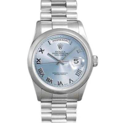 Rolex Day Date Blue Roman Dial President Bracelet Men's Watch 118206blr In Blue / Platinum