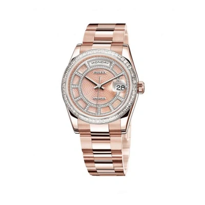 Rolex Day-date Carousel Of Pink Mother Of Pearl Dial 18ct Everose Gold Automatic Unisex Watch 118395
