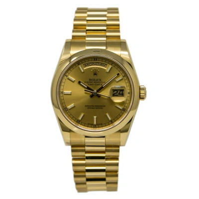 Rolex Day-date Champagne  Automatic 18kt Yellow Gold Ladies  Watch118208csp