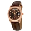 ROLEX ROLEX DAY-DATE CHOCOLATE BROWN DIAMOND AND RUBY DIAL LEATHER AUTOMATIC MEN'S WATCH 118135CDL