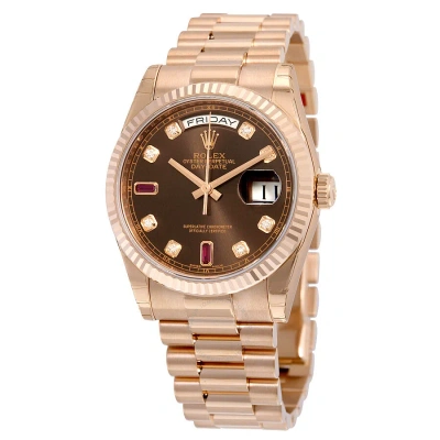 Rolex Day-date Chocolate Dial 18k Everose Gold President Automatic Unisex Watch 118235chodrp