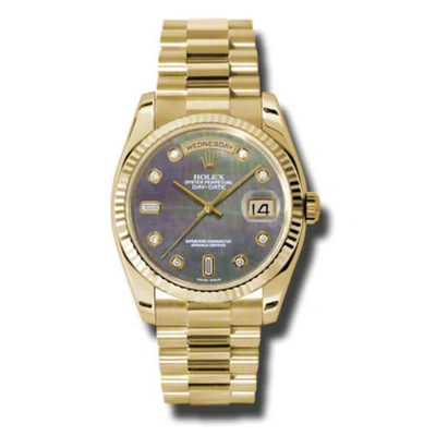 Rolex Day-date Dark Mother Of Pearl Dial 18k Yellow Gold President Automatic Men's Watch 118238bkmdp