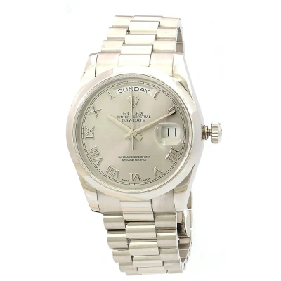 Rolex Day-date Grey Dial Platinum President Automatic Men's Watch 118206gyrp In Gray