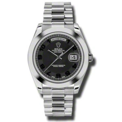 Rolex Day-date Ii Black Concentric Dial Platinum President Automatic Men's Watch 218206bkcap In White
