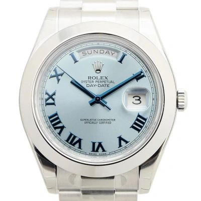 Rolex Day-date Ii Ice Blue Dial Platinum President Automatic Men's Watch 218206iblrp In Metallic