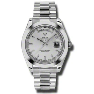 Rolex Day-date Ii Silver Dial Platinum President Automatic Men's Watch 218206ssp In Metallic