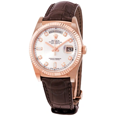 Rolex Day-date President Automatic Pink Champagne Diamond Dial Unisex Watch 118135pkdl In Brown