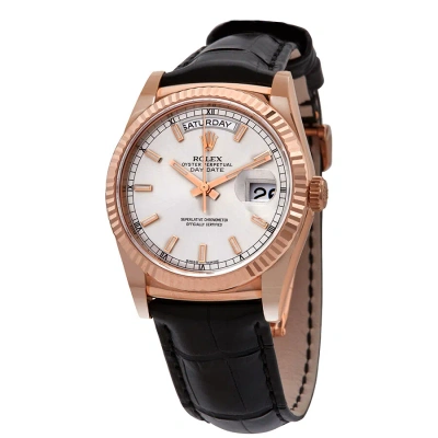 Rolex Day-date President Rhodium Dial 18k Everose Gold Automatic Men's Watch 118135rsl In Black