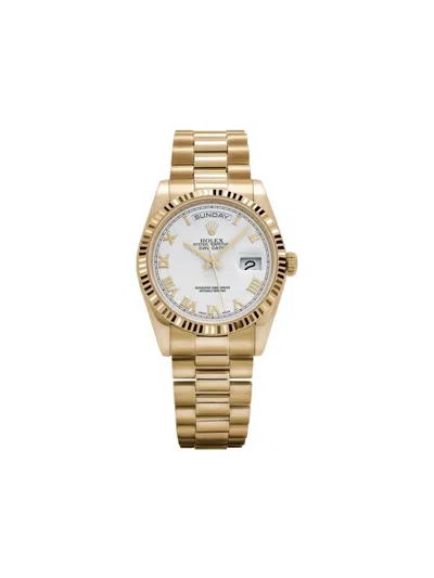 Pre-owned Rolex Day-date Roman-numerals Dial 36mm In White