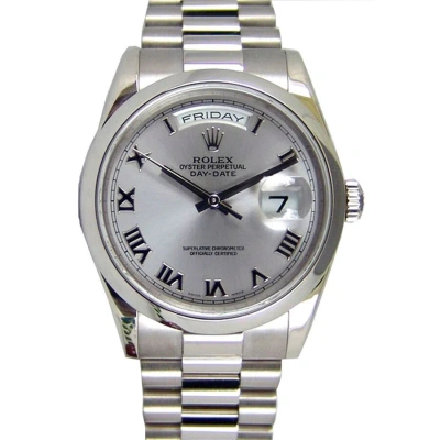 Rolex Day-date Silver Dial 18k White Gold President Automatic Men's Watch 118209srp In Metallic