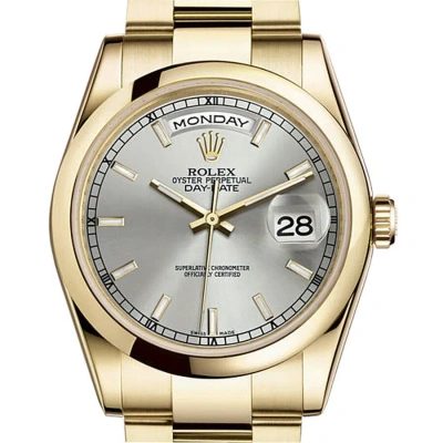 Rolex Day-date Silver Dial 18k Yellow Gold Oyster Bracelet Automatic Men's Watch 118208sso