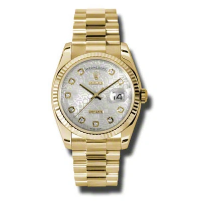 Rolex Day-date Silver Dial 18k Yellow Gold President Automatic Men's Watch 118238sjdp
