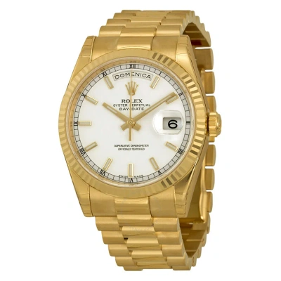 Rolex Day-date White Dial 18k Yellow Gold President Automatic Men's Watch 118238wsp