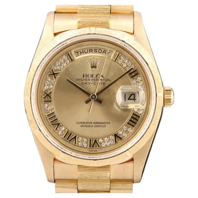 Pre-owned Rolex Day-date 18248 18k Gold Presidential Bark, Diamond Dial Watch C.1991 In Multiple